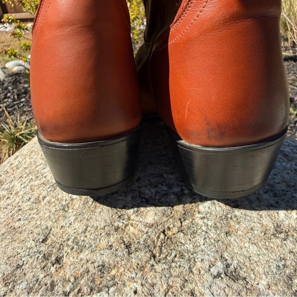 Justin Boots Men's Western Cowboy Boots Brown Pull-On Embroidered Snip Toe 9.5D - Picture 7 of 12